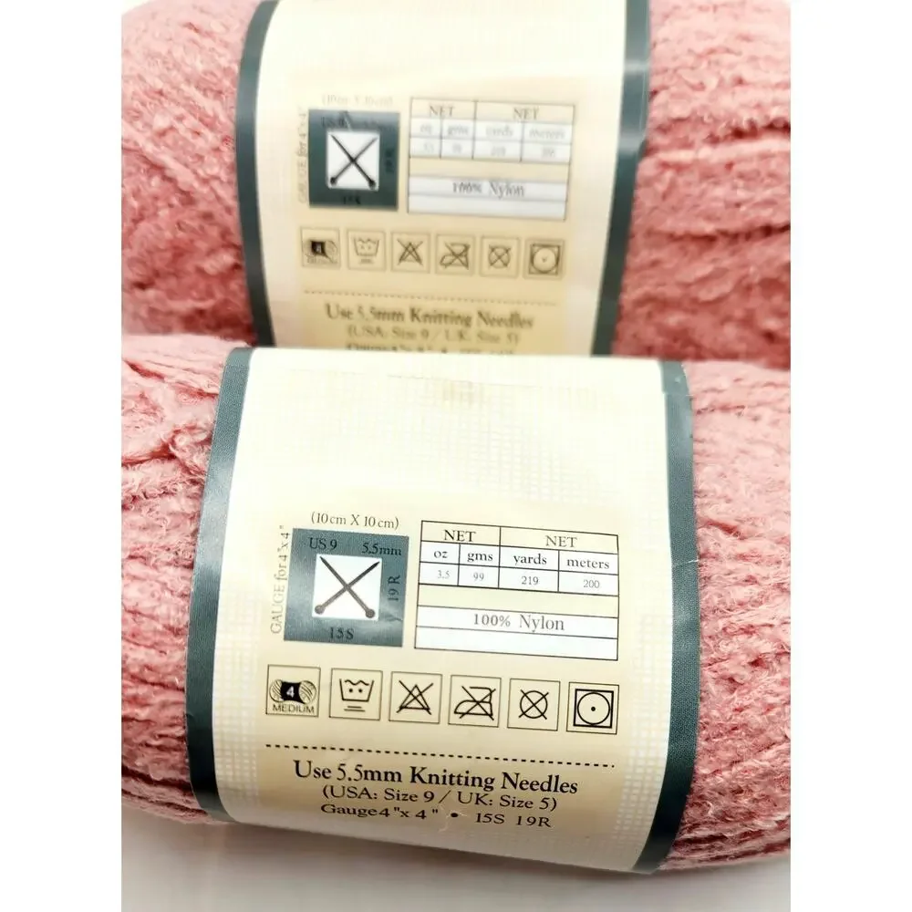 Yarn Bee Fur-Ever Style Yarn Rose Pink Lot of 3 100% Nylon 219 Yds Each